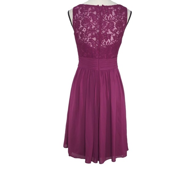 B2‎ Jasmine Lace Chiffon Fuchsia Midi Dress Size 6 - Picture 5 of 10